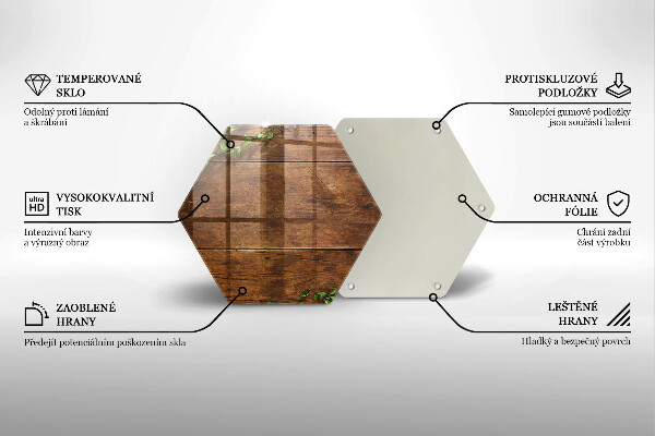 Glas Herdabdeckplatte Holzbretter und Blätter