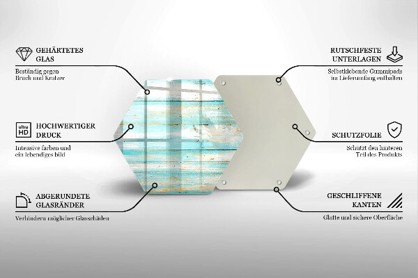 Glas Herdabdeckplatte Vintage-Holzbretter