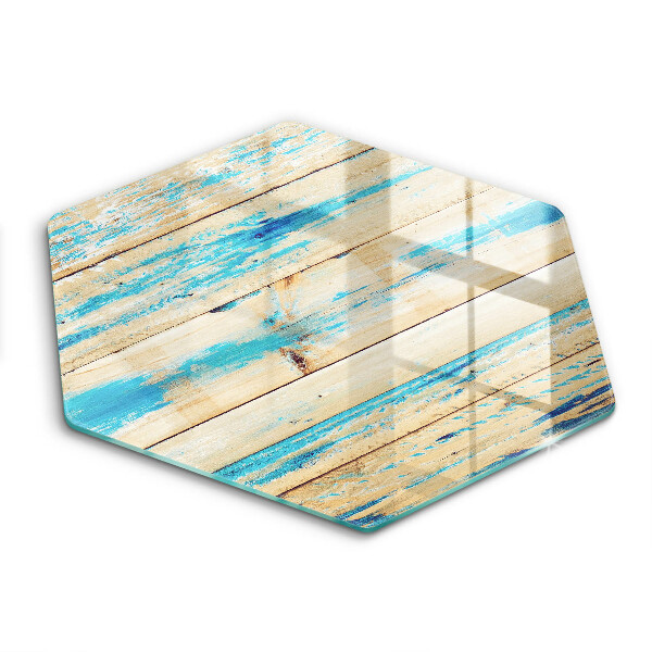 Glas Herdabdeckplatte Retro-Holzbretter