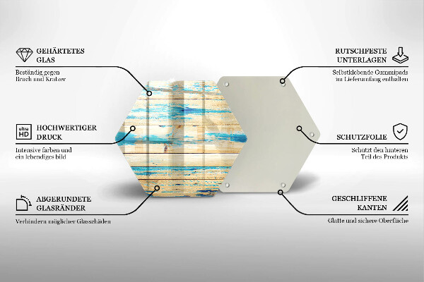 Glas Herdabdeckplatte Retro-Holzbretter