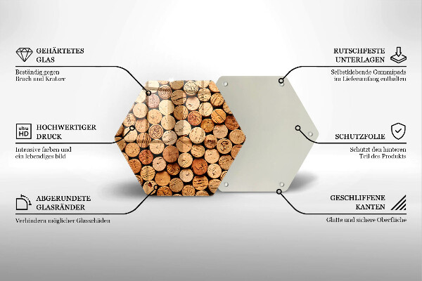 Glas Herdabdeckplatte Weinkorken-Muster