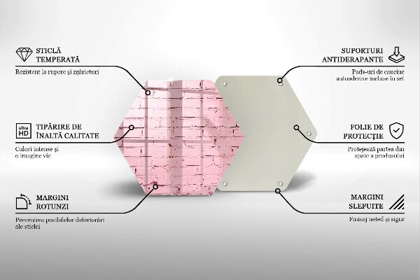 Glas Herdabdeckplatte Pastellfarbene Ziegelwand