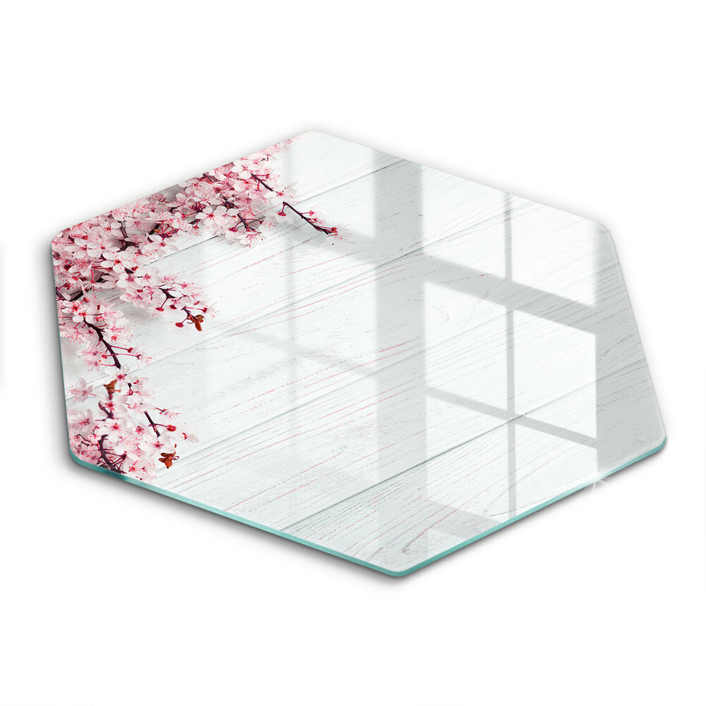 Glas Herdabdeckplatte Blumen auf den Brettern