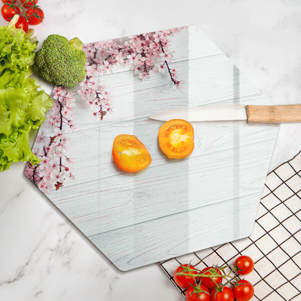 Glas Herdabdeckplatte Blumen auf den Brettern