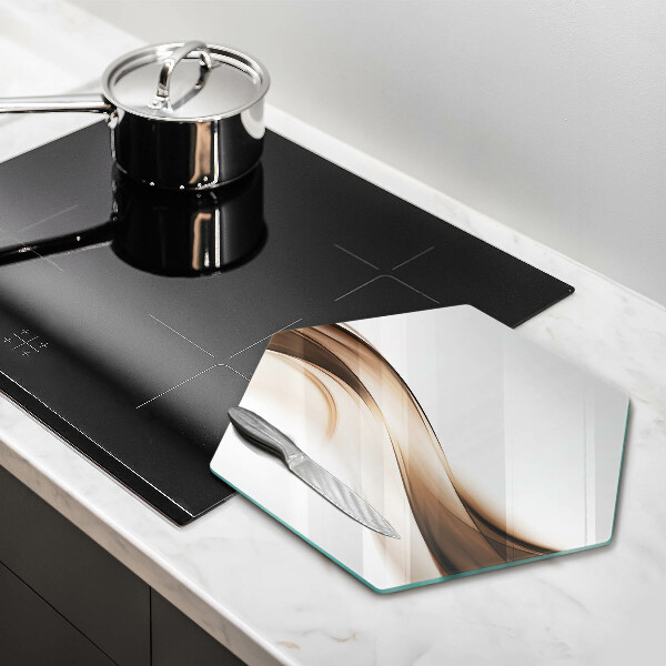 Glas Herdabdeckplatte Abstrakte braune Linien