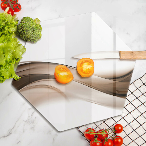 Glas Herdabdeckplatte Abstrakte braune Linien