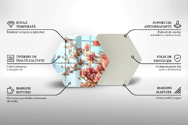 Glas Herdabdeckplatte Rosa Blumenbaum