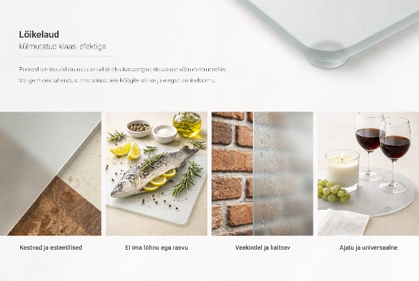 Doppeltes Glas-Schneidebrett, 2 Stück, 30 x 52 cm