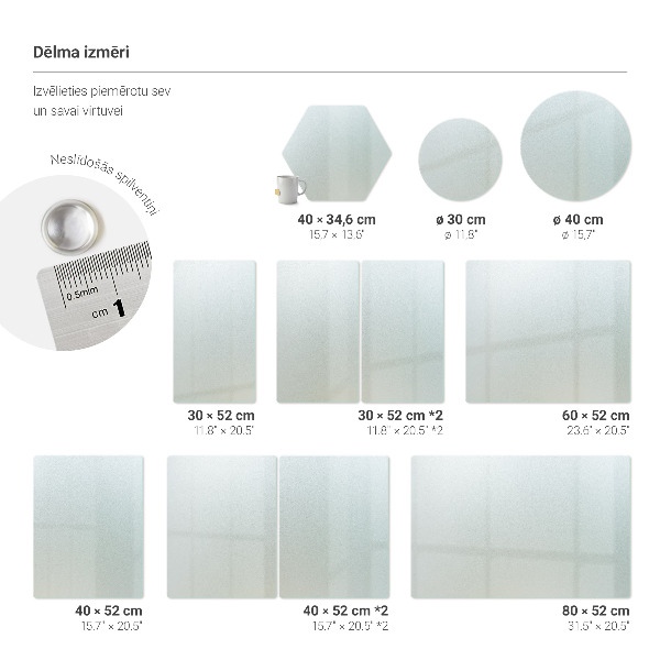 Rechteckiges Schneidebrett aus Glas in der Größe 52 x 30 cm