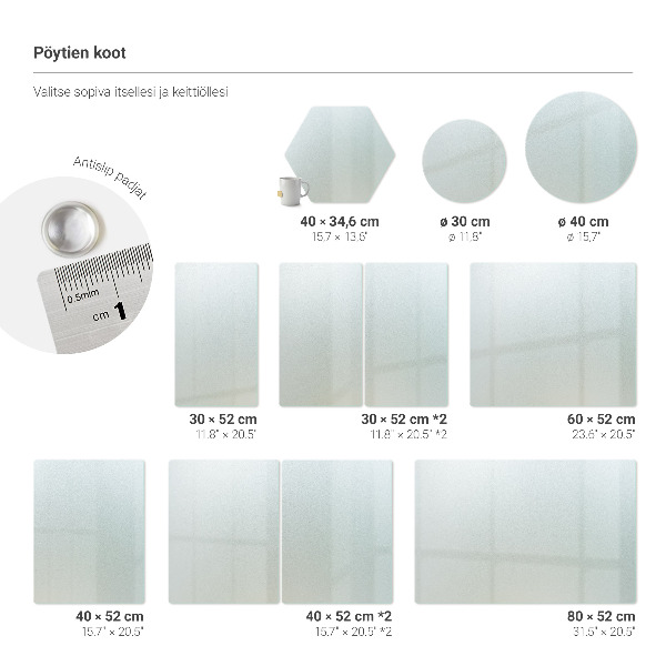 Rechteckiges Glas-Schneidebrett in der Größe 52 × 40 cm