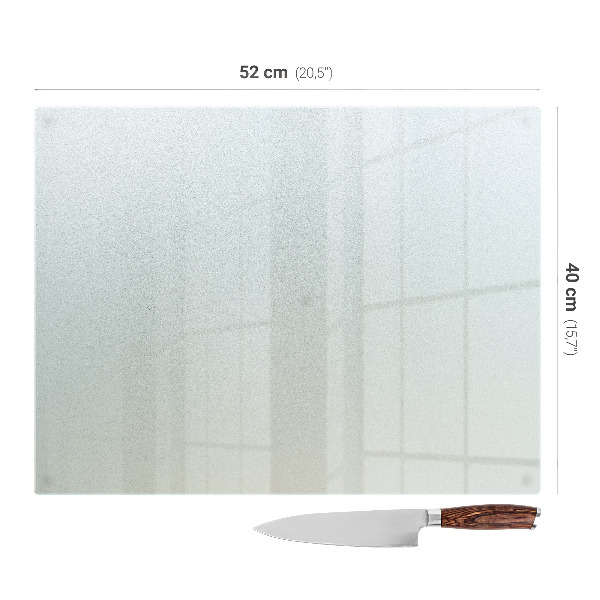 Rechteckiges Glas-Schneidebrett in der Größe 52 × 40 cm