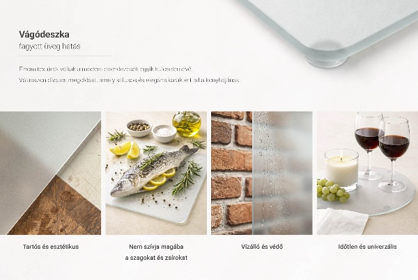 Rechteckiges Glas-Schneidebrett in der Größe 52 × 40 cm