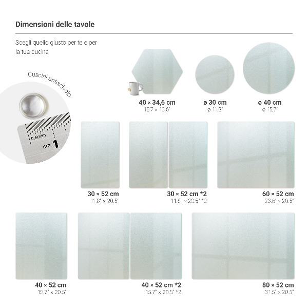 Rechteckiges Glas-Schneidebrett 52 × 40 cm