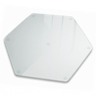 Sechseckiges Schneidebrett aus Glas 40 cm hoch