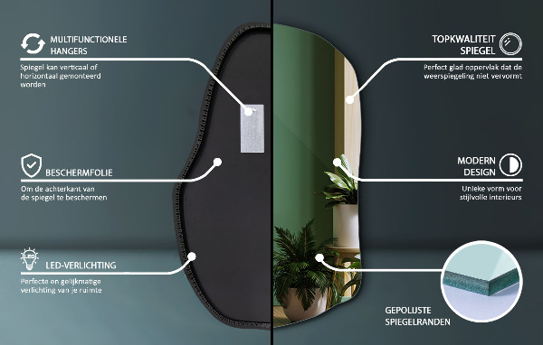 Spiegel unförmig mit beleuchtung modisch 80x52 cm