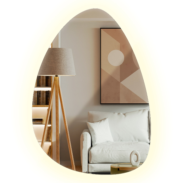 Eiförmiger LED-Spiegel 57x80 cm