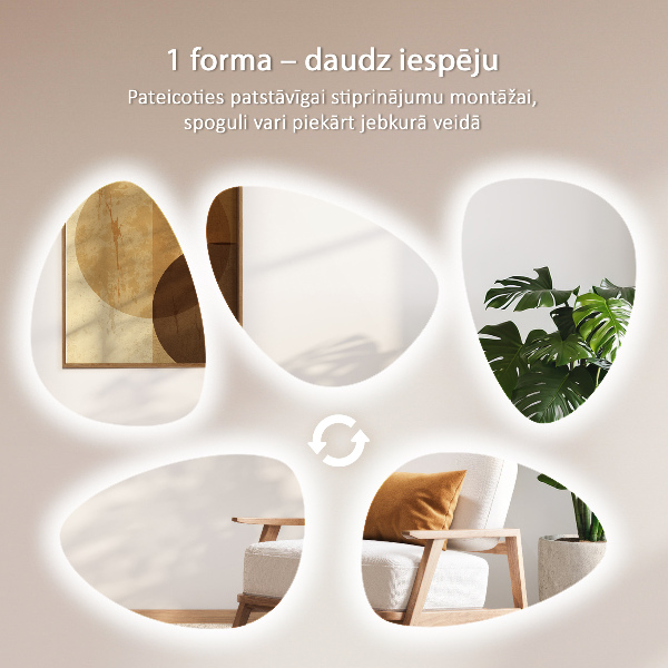 Eiförmiger LED-Spiegel 57x80 cm