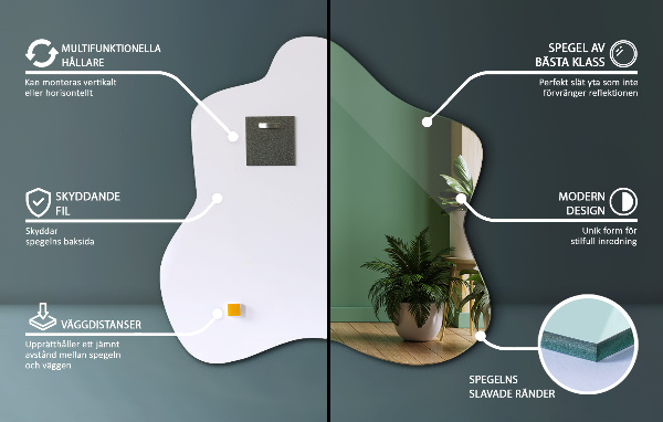 Spiegel Klecks asymmetrischer 48x48 cm