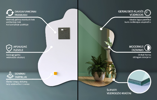 Spiegel Klecks asymmetrischer 48x48 cm