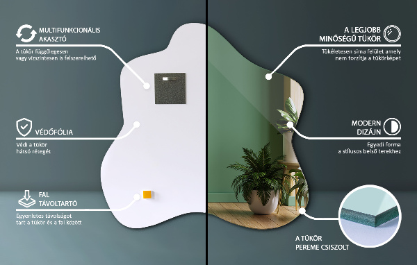 Spiegel Klecks asymmetrischer 77x77 cm