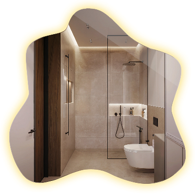 Asymmetrischer spiegel klecks beleuchtet 48x49 cm