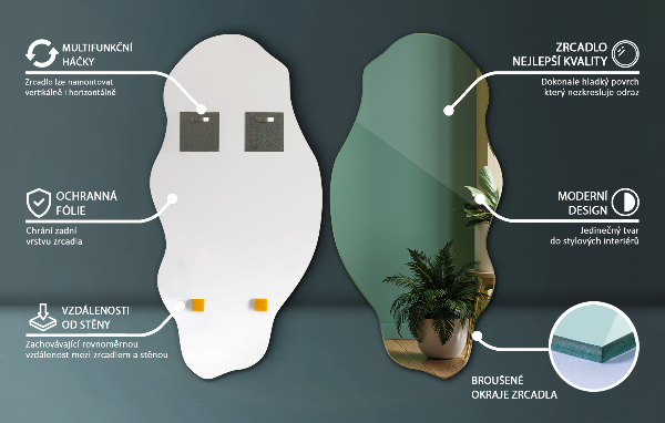 Spiegel unförmig Fleck 50x100