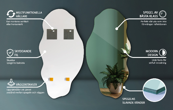 Spiegel unförmig Fleck 50x100