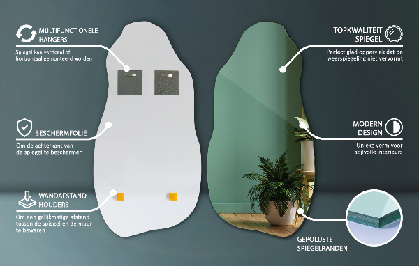 Unförmiger Spiegel dekorativ für die Wand 40x80