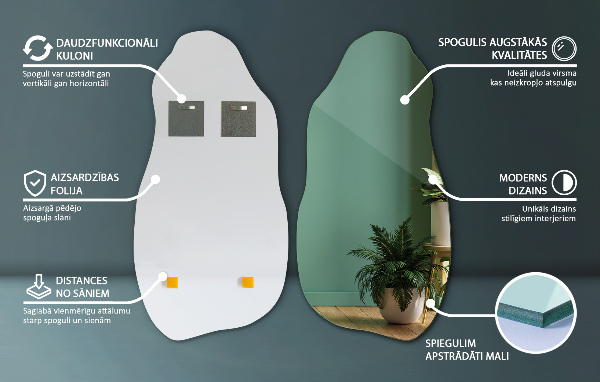 Unförmiger Spiegel dekorativ für die Wand 40x80
