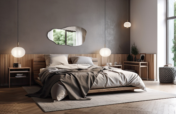 Spiegel unförmig Originalaufhängung 50x100