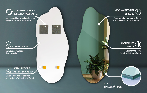 Unförmiger spiegel modern 45x100 cm