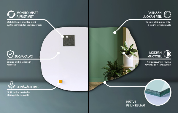 Organische spiegel hängender 100x65 cm
