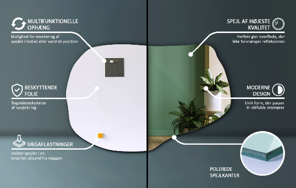 Organische spiegel hängender 100x65 cm