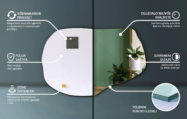 Organischer spiegel stilvoller 90x59 cm
