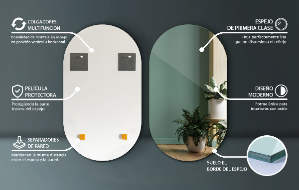 Spiegel oval ohne rahmen 40x70 cm