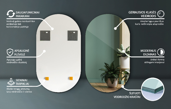 Spiegel oval ohne rahmen 40x70 cm