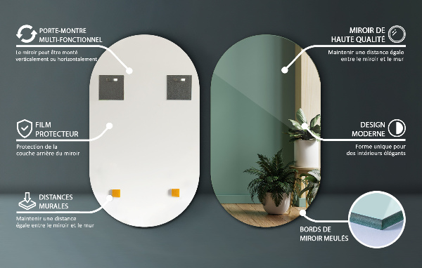 Spiegel oval modern rahmenlos 58x100 cm