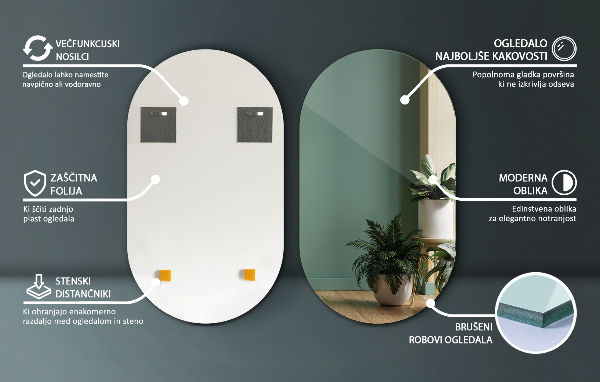 Spiegel oval modern rahmenlos 58x100 cm