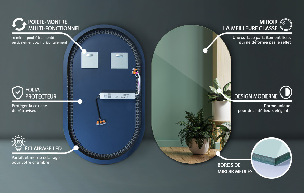 Spiegel beleuchtet oval 58x100 cm