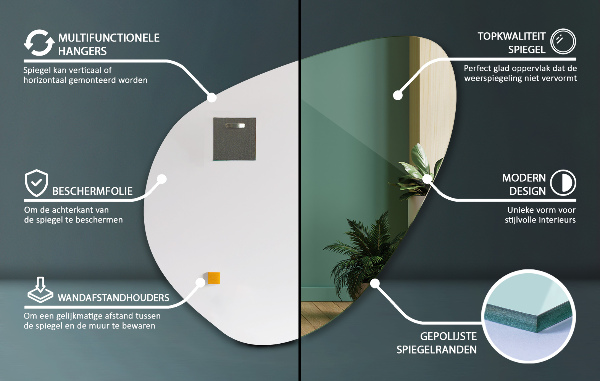 Spiegel organische form 48x48 cm