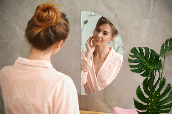 Halbrunder designer spiegel ohne rahmen 45x90 cm