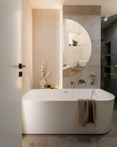 Rahmenlos halbrunder deko spiegel 50x100 cm