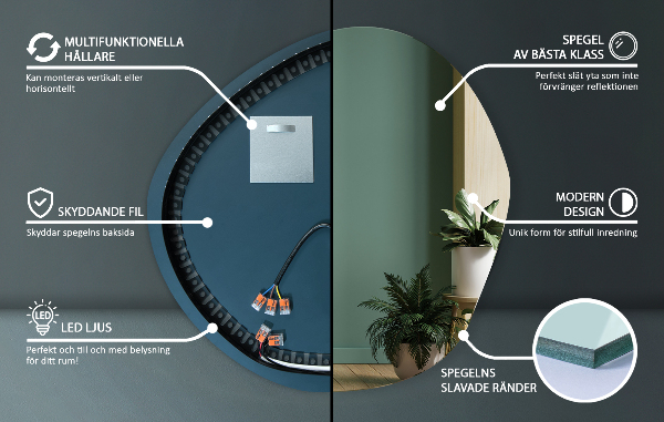 Unregelmäßiger spiegel mit led 77x77 cm