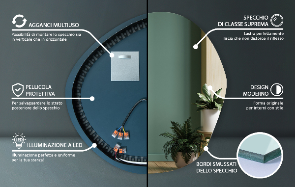 Ausgefallene spiegel mit led 87x86 cm