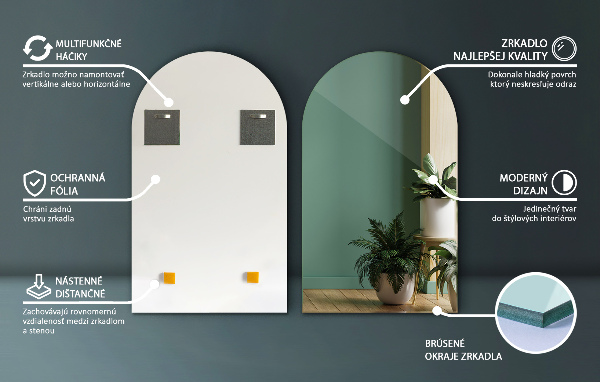 Bogen spiegel 45x80 cm