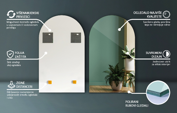 Halb ovaler spiegel dekorativ 60x100 cm