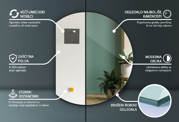 Spiegel angeschnitten rund 74x90 cm