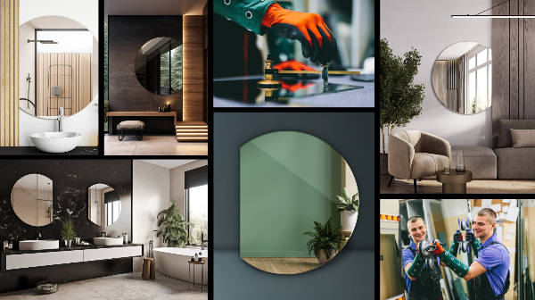 Spiegel angeschnitten rund 74x90 cm