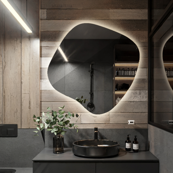 Unregelmäßiger spiegel mit led 48x48 cm