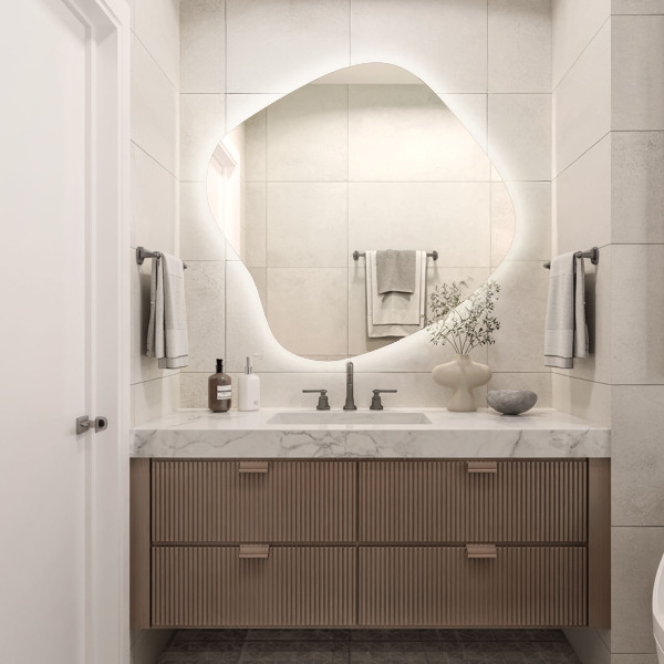 Unregelmäßiger spiegel mit led 59x58 cm